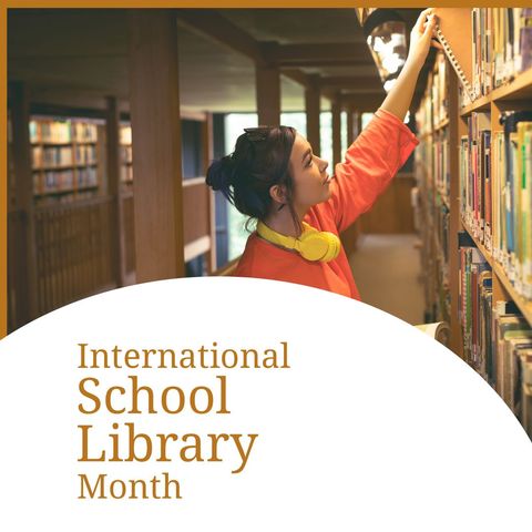 Celebrating International School Library Month with Enthusiastic Student - Download Free Stock Templates Pikwizard.com
