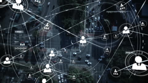 Digital Network Over Cityscape Showing Global Connectivity