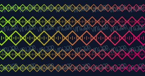 Colorful digital pattern with vintage text overlay