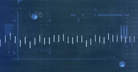 Displaying Futuristic Blue HUD Waveform Dashboard Showing Data Visualization and Analytics