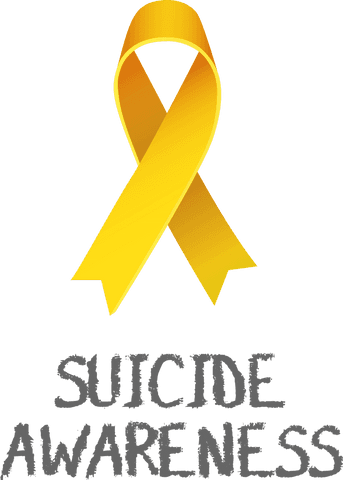 Yellow Ribbon for Suicide Awareness on Transparent Background