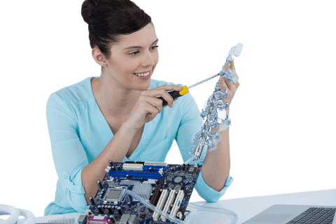 transparent female technician repairing motherboard with tools - Download Free Stock Videos Pikwizard.com