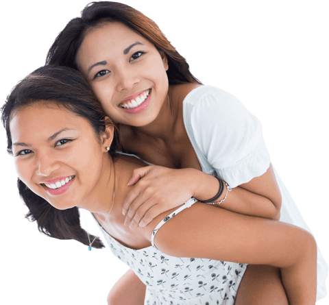 Sisters Enjoying Summer Day Piggyback Ride Transparent Background