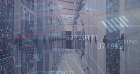 digital data flow in server room concept overlay - Download Free Stock Images Pikwizard.com