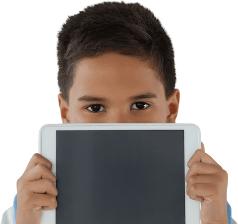 Young Boy Holding Tablet with Transparent Background - Download Free Stock Videos Pikwizard.com