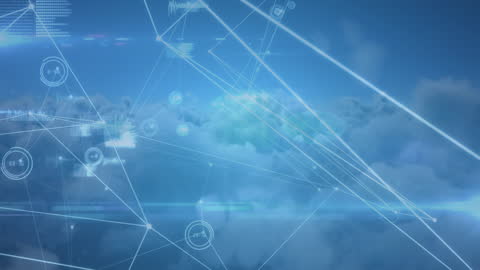 Futuristic Global Network Connections Over Clouds