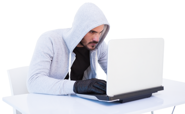 Transparent Isolated Photo of Focused Caucasian Male Hacker Using Laptop - Download Free Stock Videos Pikwizard.com