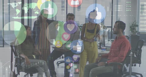 Modern Office Meeting with Holographic Data Visualization