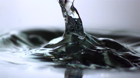 Blue Block Dropping in Water Creating Splashing in Slow Motion