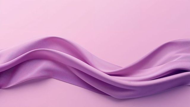Lavender satin wave backdrop with soft sheen, flowing silk folds for elegant designs
