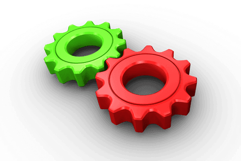transparent red and green cogs symbolizing business workflow - Download Free Stock Videos Pikwizard.com