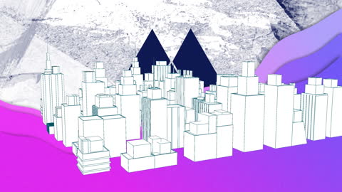 Abstract Cityscape with Geometric Triangular Elements