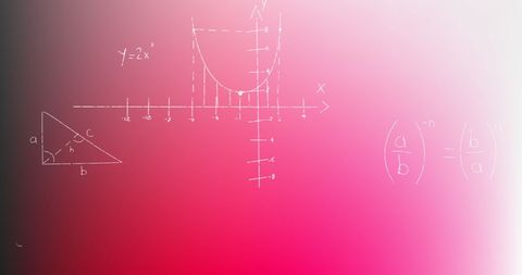 mathematical graphs and formulas on pink gradient background - Download Free Stock Images Pikwizard.com