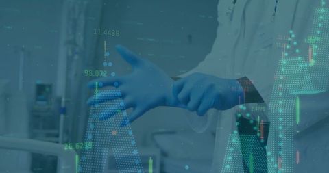 Doctor Wearing Gloves Amid Digital Healthcare Innovation