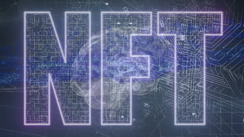Futuristic NFT Concept with Digital Data and Technology