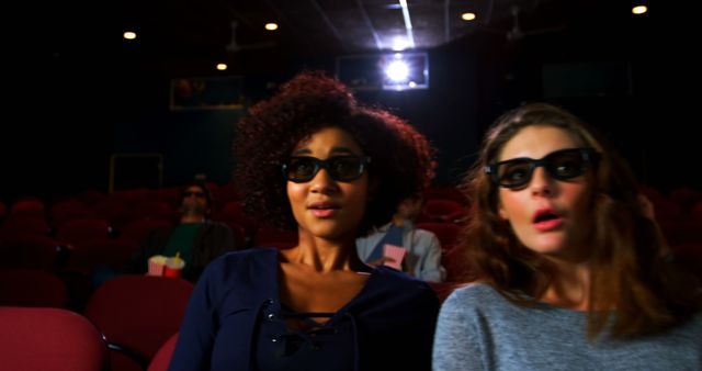 Friends Enjoying 3D Movie Experience in Theater - Download Free Stock Images Pikwizard.com