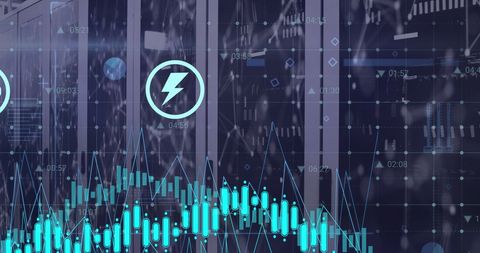 Data Servers with Financial Graphs and Digital Interface - Download Free Stock Images Pikwizard.com