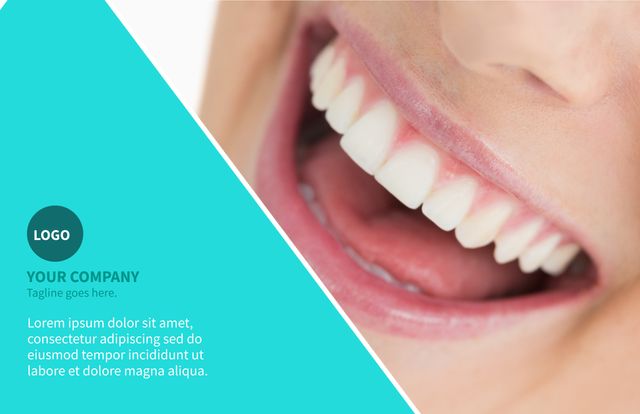 Close-up of a bright, healthy smile used to promote dental services. Conveys confidence and positive emotions, ideal for advertisements, brochures, and promotional materials for dental clinics, whitening services, and oral health campaigns.