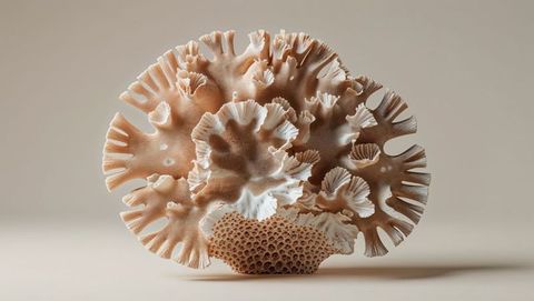 Ai-generated fan-like coral fronds on beige backdrop