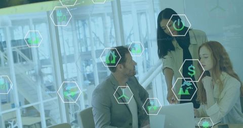 Business Team Analyzing Strategies for Sustainable Innovation