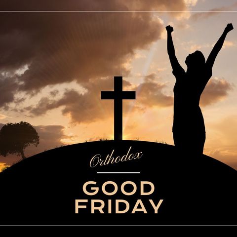 Orthodox good friday celebration silhouette with raised arms