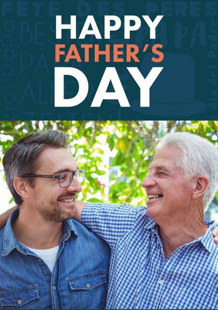 Perfect for use in Father's Day greeting cards, social media posts celebrating father's special day, or advertisements focusing on family bonds and togetherness.