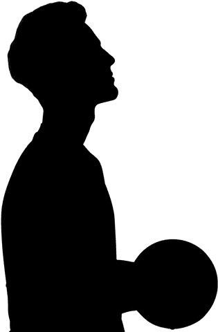 Transparent vector silhouette man lifting barbell for fitness graphics