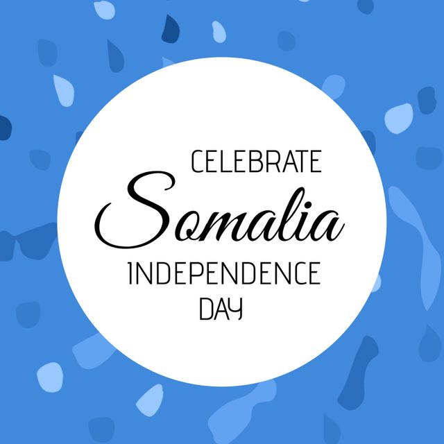 Somalia Independence Day Celebration Graphic with White Circle on Blue Background - Download Free Stock Templates Pikwizard.com