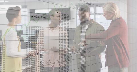 Financial Growth Analysis Amidst Colleagues in Office Setting