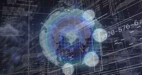 Globe and digital data overlays indicating global connectivity