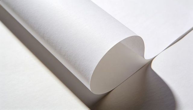 Curled white paper forming semicircular loop casting soft shadow and geometric texture