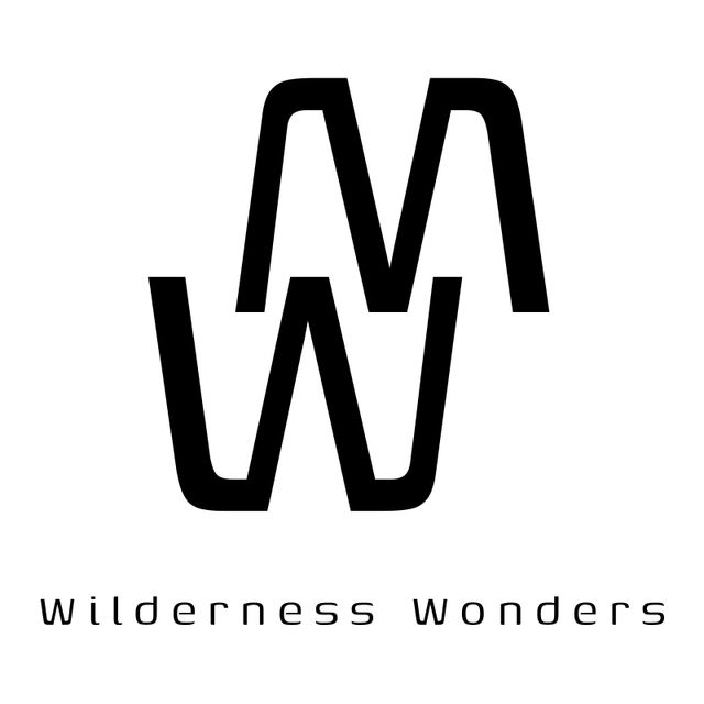 Bold minimalistic logo for outdoor and adventure brands. Strong black and white design features simple, interconnected 'W' shapes, emphasizing unity and exploration. Ideal for branding outdoor products, adventure equipment, or nature-related services.