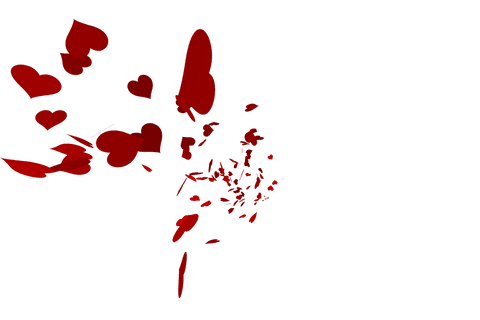 Floating Red Hearts on Transparent Background, Valentine's Romance