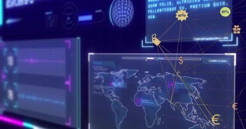 Futuristic global data dashboard with holographic interface