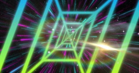 Vibrant Futuristic Neon Tunnel in Cosmic Space