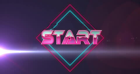 Neon Retro Start Screen with Geometric Design