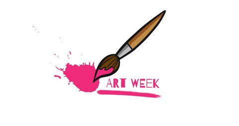 Art Week Concept with Paintbrush and Pink Paint Splash - Download Free Stock Images Pikwizard.com