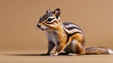 Close-up of a Striped Chipmunk on Neutral Background