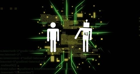 human and ai symbol with digital data system - Download Free Stock Images Pikwizard.com