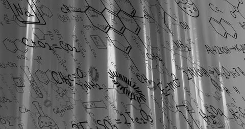 Intricate Chemical Formula Designs on White Fabric