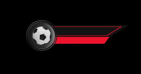 Soccer-themed graphic banner with bold black and red design