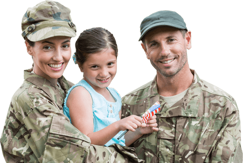 smiling military parents holding patriotic daughter transparent background - Download Free Stock Videos Pikwizard.com