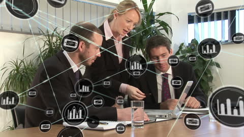 Team Collaboration and Digital Networking Discussions in Office