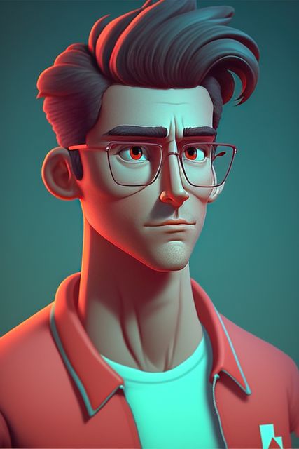 Portrait of caucasian man with glasses with dark hair, created using generative ai technology. Portrait and people concept, digitally generated image.