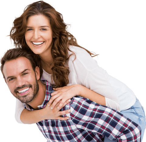 Joyful Couple Enjoying Piggyback Ride Portrait Transparent