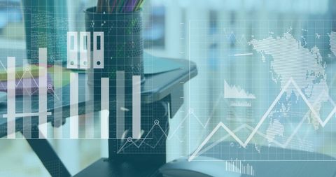 Financial Data Visualization Over Office Desk with Modern Technology - Download Free Stock Images Pikwizard.com