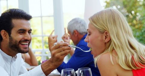 Romantic Dining Couple Enjoying Meal Together - Download Free Stock Images Pikwizard.com
