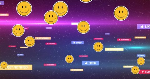 Falling Social Media Icons on Vibrant Digital Background