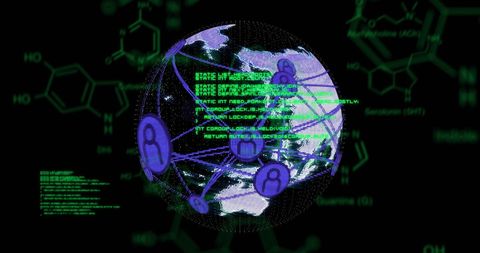 Global network connections and chemical formulas in digital interface