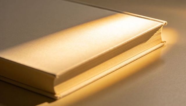 Gilded Hardcover Book Reflecting Warm Golden Light on Smooth Surface with Gilt Page Edges